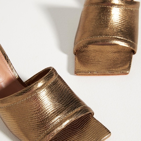 Anthropologie Vicenza Metallic Square Toe Mules 38 - Picture 5 of 5